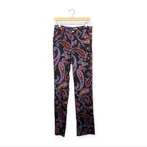 NWT WeWoreWhat Danielle Bernstein Black Paisley Ankle Flare Pants Size 29